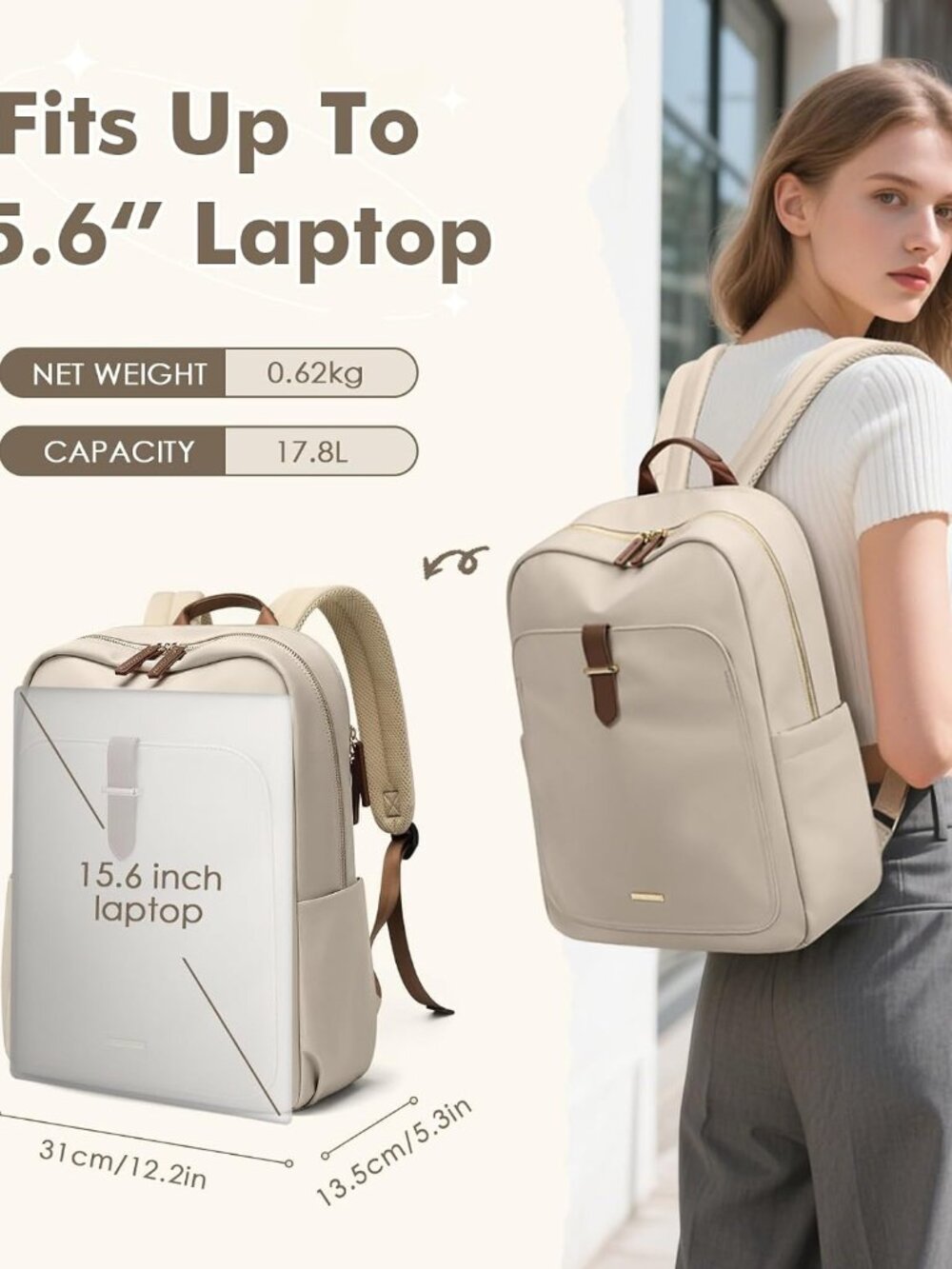 Laptop Backpack for Women,Casual Work Business Backpacks Purse Carry on Travel B - Picture 4 of 9